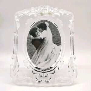 Mikasa Princess Picture Photo Frame Oval 5x7 Crystal Wedding 11.25"H Germany